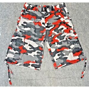 Street Gray Black Camo Shorts Men 40 X 12 Pockets Drawstring Leg Outdoor-(001-2)